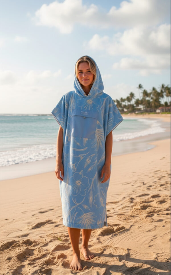 Poncho cambiador finder toalla de microfibra Celeste Floral
