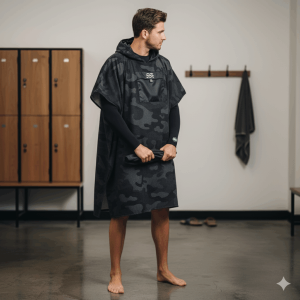 Poncho cambiador finder toalla de microfibra Camo Negro - Imagen 4